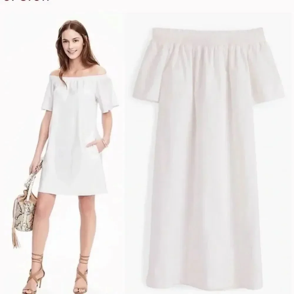 J.CREW OFF-THE-SHOULDER DRESS IN COTTON POPLIN NWT 2